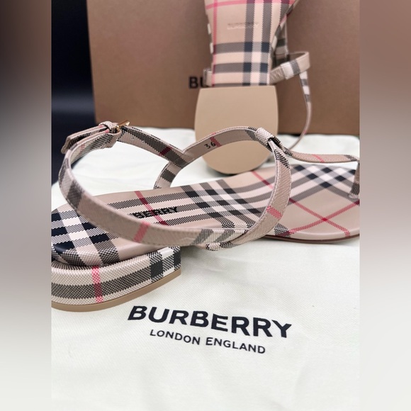 Burberry Emily Vintage Adjustable Strap Checked Slingback Thongs Sandals 6B/36EU - Picture 3 of 9